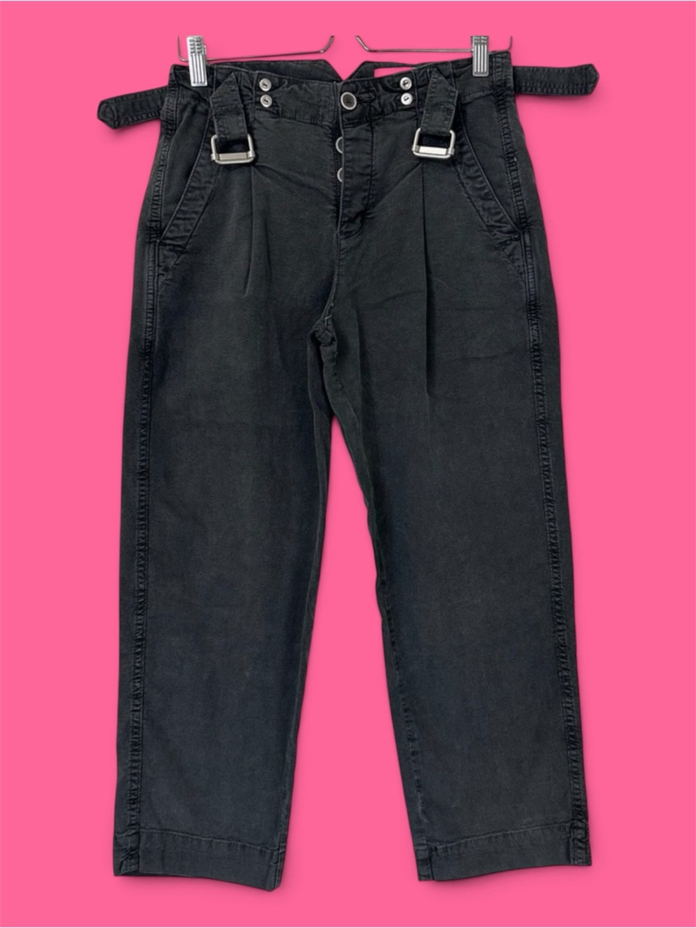 Anthropologie Pants Womens Size 24 Gray Canvas Paper Boy Wide leg Cropped